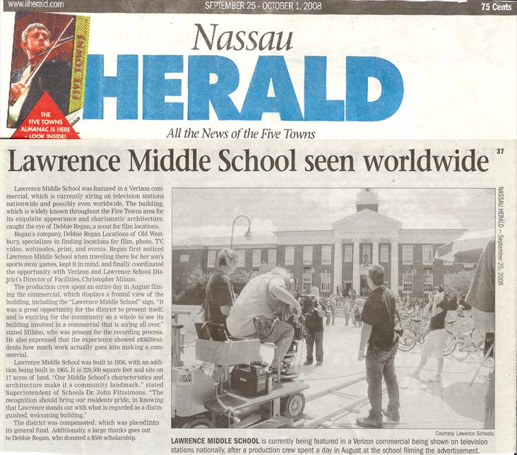 location scout debbie regan article nassau herald film industry school commercials